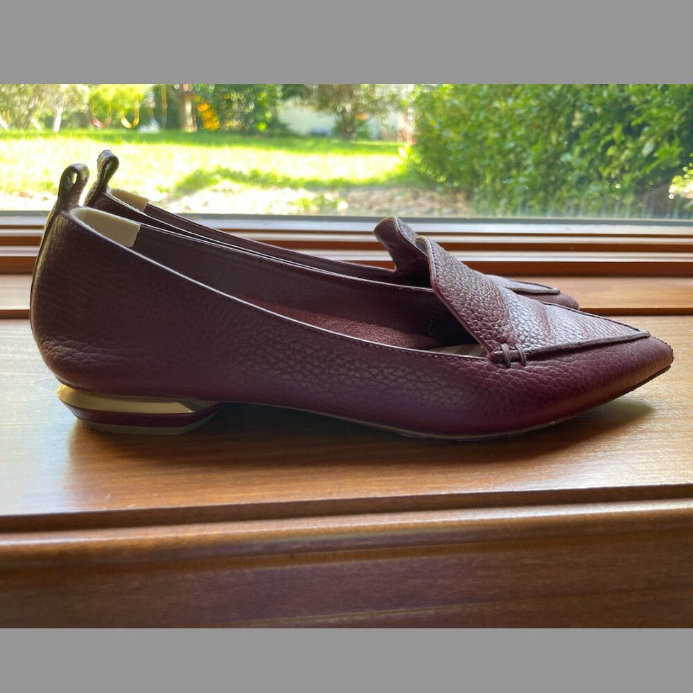 Nicholas Kirkwood Beya Bergundy Leather Loafers (EU Size 35.5)